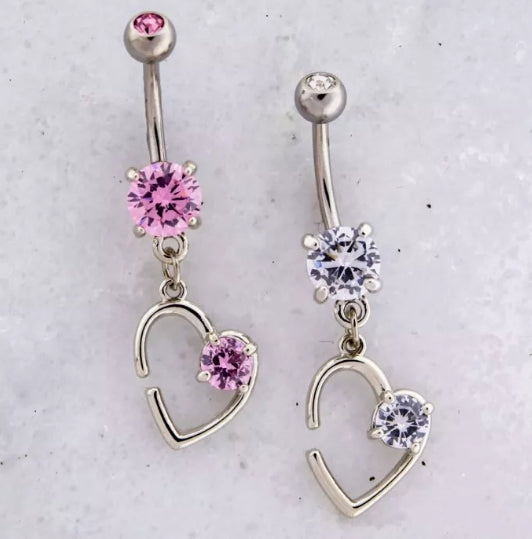 HEART CUTOUT WITH GEM NAVEL RING