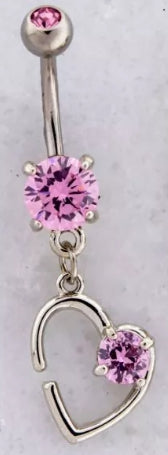 HEART CUTOUT WITH GEM NAVEL RING
