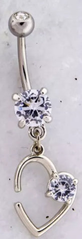 HEART CUTOUT WITH GEM NAVEL RING