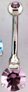14G STEEL INTERNAL DOUBLE GEM NAVEL RINGS