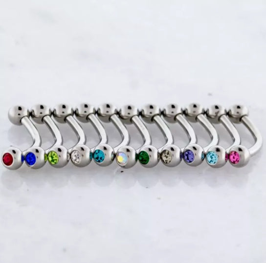STEEL INTERNALLY THREADED GEM EYEBROW CURVE ASSORTMENTS