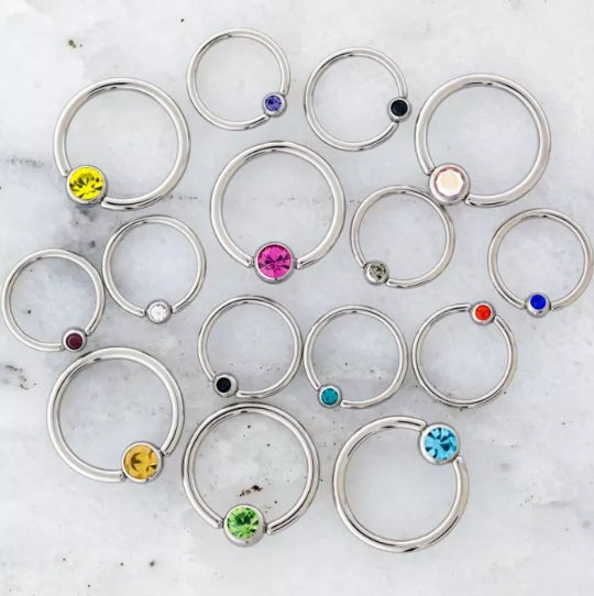 STEEL GEM CAPTIVE BEAD RINGS