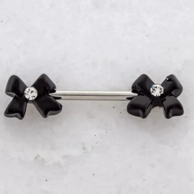 BLACK BOW NIPPLE BARBELL - 1 Pair